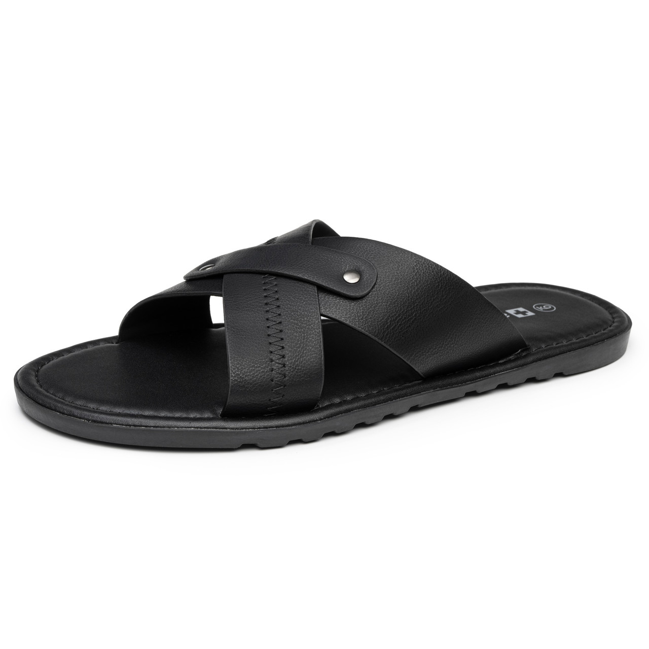 Alpine Swiss Saul Mens Vegan Leather Slide Sandals Dressy Indoor